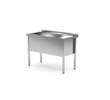 Table with single wash trough – welded, depth 600 mm, chamber height 400 mm, Profi Line, 1200x600x(H)850mm