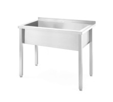 Table with single wash trough Budget Line – welded, depth: 600 mm, chamber height 300 mm, Budget Line, 1000x600x(H)850mm