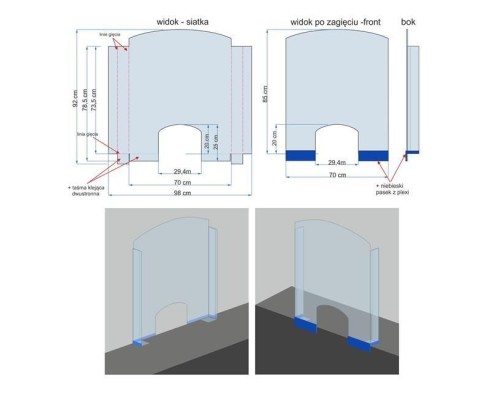 Plexiglas ekrāns., HENDI, caurspīdīgs, 850x700mm Hendi 570951