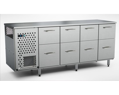 Cold cupboard for beverages 2000mm, 8 drawers INOX BALTIC JSK-2008