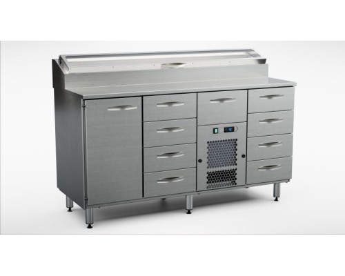 Aukstā lete 1600 mm, 1 durvis, 9 atvilktnes INOX BALTIC KTL-1619