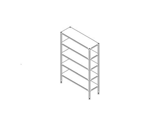 Сварная напольная полка на 5 уровней 2100×400 мм из массива. INOX BALTIC PR-2100x400/5_plaat