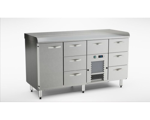 Pizza prep table 1600mm, 1 door, 7 drawers INOX BALTIC PZK-1617