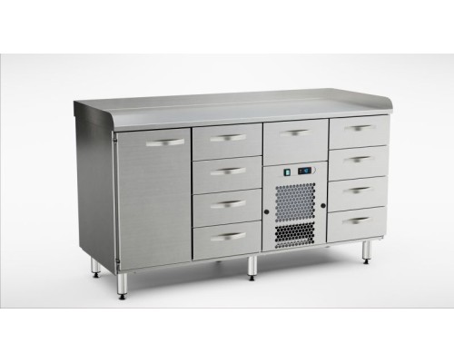 Стол для приготовления пиццы 1600 мм, 1 дверца, 9 выдвижных ящиков INOX BALTIC PZK-1619