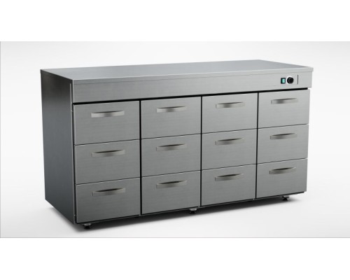 Шкаф для горячего 1600 мм, 12 выдвижных ящиков INOX BALTIC SK-16012