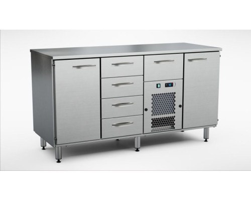 Aukstais skapis pārtikai 1600 mm, 2 durvis, 5 atvilktnes INOX BALTIC TSK-1625