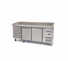 Pizza Prep Fridge - 202cm - 2 Doors - Fits 5 x 1/6 GN - 7 Drawers
