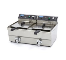 Fritēze - 2 x 16L - 2 grozi - ar iztukšošanas krānu