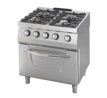 Augstas veiktspējas plīts - 4 degļi - Dubultā vienība - 70cm dziļums - 37kW - Gāze ieskaitot cepeškrāsni