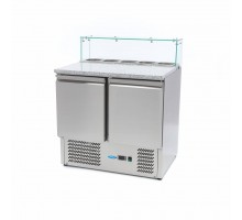Pica sagatavošanas ledusskapis - 90 cm - 2 durvis - ietilpst 5 x 1/6 GN - iekļauts stikla vāciņš.