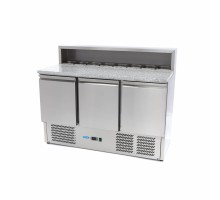 Pizza Prep Fridge - 137cm - 3 Doors - Fits 8 x 1/6 GN - incl Stainless Steel Cover