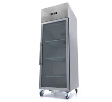 Холодильник - 600 л - 3 регулируемые полки (2/1GN) - нержавеющая сталь - со стеклянной дверью