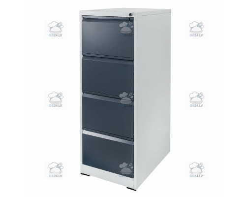 Szafa metalowa kartotekowa FURVERO W4S S/G 4 szuflady A4 szara / grafitowy front  S-45 cm G-62 cm H-134 cm skręcana N