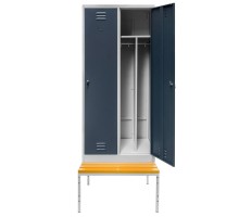 BHP apģērbu skapis J-80 uz pamatnes ar soliņu, ar 2 durvīm un nodalījumiem, pelēks / grafīta priekšējais S-80 cm G-80 cm H-223 cm skrūvēts N