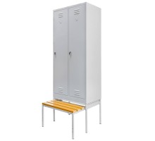BHP apģērbu skapis J-80 uz pamatnes ar izbīdāmo soliņu, 2 durvis pelēks S-80 cm G-80 cm H-223 cm saliekams N