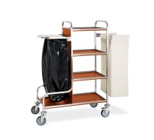 Aisi 304 stainless steel service trolley, 2 shelves cm 100x50, capacituy kg. 120, 2 braked wheels, Metalcarrelli, 1400-F