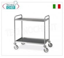 Aisi304 stainless steel service trolley, 3 shelves cm 80x50, capacity 120 kg., 2 braked wheels, Metalcarrelli, 1405C-F