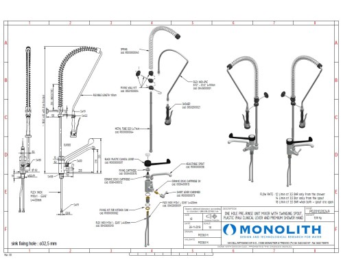 Bilde Profesionāls priekšmazgāšanas dušas komplekts vienai montāžas atverei – Monolith, P0201020249