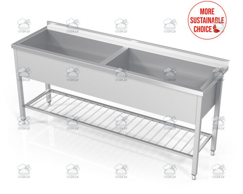 Double pot sink with grid shelf, Novameta, DV2-PSA-200/60/90