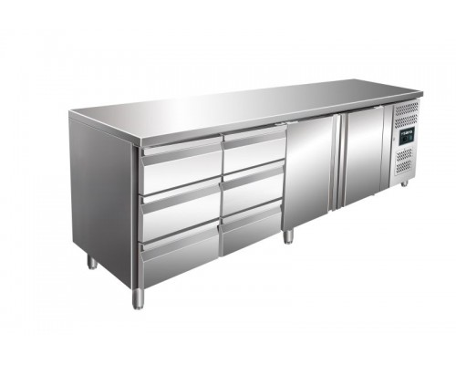 dzesēšanas galds ar 2 durvīm un 2x 3 plauktu komplektu, modelis KYLJA 4150 TN, SARO, 323-10725, Aukstuma galds (letes tipa ledusskapis) Pirkt dzesēšanas galds ar 2 durvīm un 2x 3 plauktu komplektu, modelis KYLJA 4150 TN, SARO, 323-10725