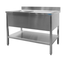 izlietne ar 1 bļodu, kreisā puse - 600 mm dziļa, 1200 mm platā.