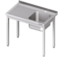 Table with one sink (p), without shelf 1000x600x850 mm for assembly, Stalgast, 980646100