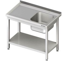 Table with one sink (p), with shelf 1000x600x850 welded, Stalgast, 984466100S