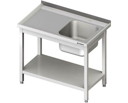 Table with one sink (r), with shelf 1400x600x850 mm for assembly, Stalgast, 984466140