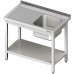 Table with one sink (r), with shelf 1000x700x850 mm for assembly, Stalgast, 984467100