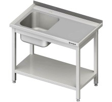 Table with one sink (l), with shelf 1600x700x850 welded, Stalgast, 984477160S