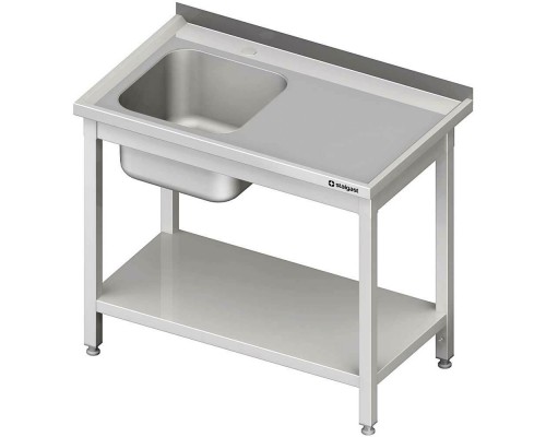 Table with one sink (l), with shelf 900x600x850 welded, Stalgast, 984476090S