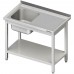 Table with one sink (l), with shelf 1700x600x850 mm for assembly, Stalgast, 980706170