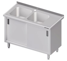 Galds ar divām izlietnēm atstāts, bīdāmās durvis 1100x600x850 metinātas, Stalgast, 984016110