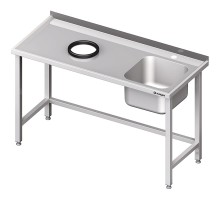 Wall table with sink, without shelf, with waste hole 1900x600x850 mm, 2 sinks (l) welded, Stalgast, 981026190