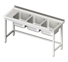 Table with three sinks right, with shelf 1800x700x850 mm welded, Stalgast, 981137180S