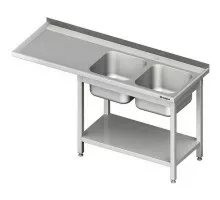 Galds ar divām izlietnēm pa labi un ar vietu ledusskapim vai trauku mazgājamajai mašīnai 1600x600x900 mm, Stalgast, 981036160