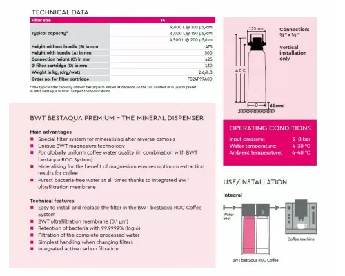 Картридж фильтра bestaqua 14 PREMIUM Cartridge single BWT 812347 Картридж фильтра bestaqua 14 PREMIUM Cartridge single BWT 812347