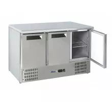 3-door refrigerated counter with worktop and bottom unit, Arktic, 368L, 1365x700x(H)850mm