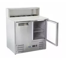 2-door refrigerated counter with superstructure and granite worktop, Arktic, 247L, 230V/145W, 900x700x(H)1070mm