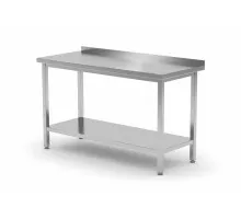 Pie sienas novietojams virtuves galds ar plauktu patstāvīgi saliekams, HENDI, Kitchen Line, 1000x600x850 mm, 1000x600x(H)850mm