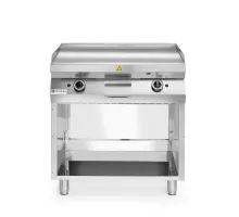 Плита-гриль, газовая, гладкая, на шкафу, закрытом с 3-х сторон, Kitchen Line, 2 зоны нагрева, каждая с 3 конфорками, общая мощность 10кВт, 10kW, 800x700x(H)900мм