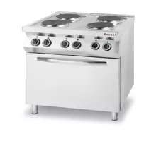 Плита электрическая 4-х конфорочная Kitchen Line с электрическим конвекционным духовым шкафом GN 1/1, Kitchen Line, GN 1/1, 400В/13400Вт, 800x700x(H)900мм