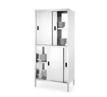 Pass-through cupboard with partition and sliding doors, Kitchen Line, 800x500x(H)1800mm