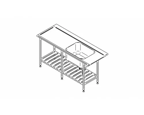 Стол для предварительной мойки с полкой (1500-2900mm), Inox baltic, EPLR (1500-2900mm)