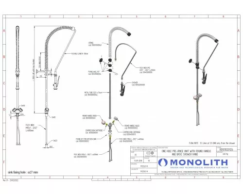 Profesionāls priekšmazgāšanas dušas komplekts vienai montāžas atverei – Monolith R0101020126ss, Pirkt Bilde Profesionāls priekšmazgāšanas dušas komplekts vienai montāžas atverei – Monolith, R0101020126ss