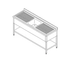 Dishwasher Table - 160 x 60cm - with Sink and Backsplash - incl Storage Shelf