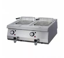 Lieljaudas fritēze - 2 x 12 l - dubultā - 70 cm dziļumā - ar iztukšošanas krānu - elektriskā krāsns