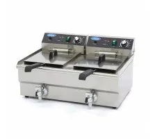 Fritēze - 2 x 16L - 2 grozi - ar iztukšošanas krānu