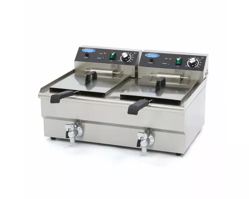 Deep Fryer - 2 x 16L - 2 Baskets - with Drain Tap Deep Fryer - 2 x 16L - 2 Baskets - with Drain Tap