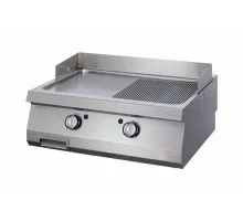 Heavy Duty Griddle - Half Grooved Chrome - Double Unit - 70cm Deep - Gas